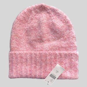ANTHROPOLOGIE Pink Ribbed Knit Beanie, One Size, NWT